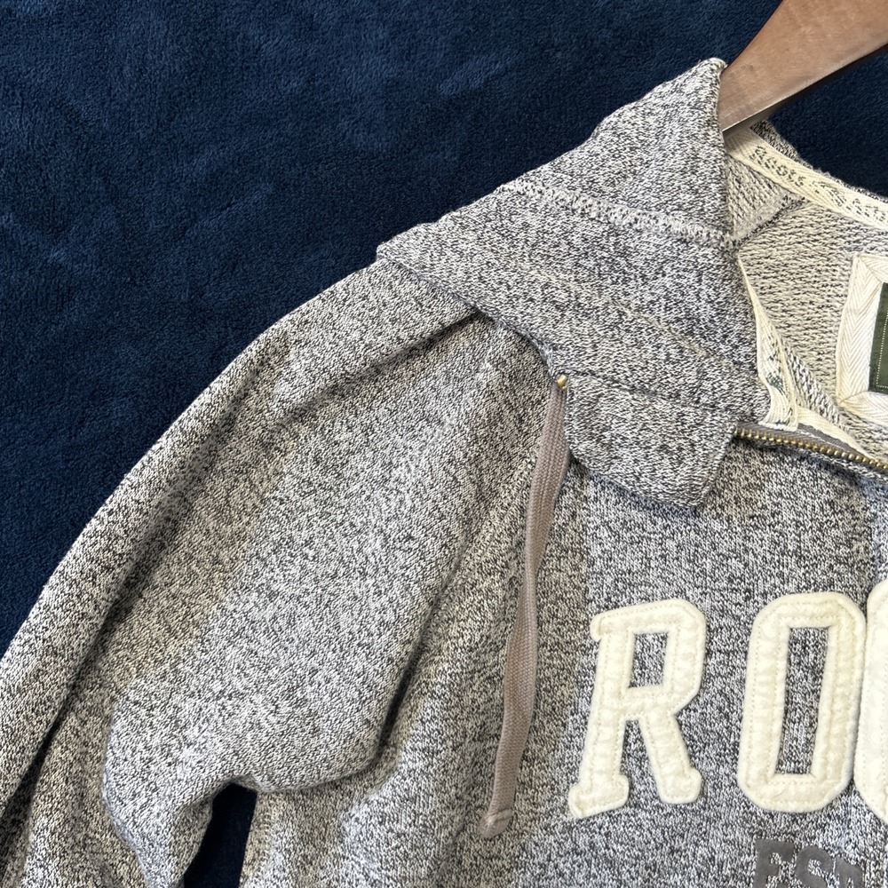 Roots Canada Womens Hooded Sweatshirt Size M Full Zip Gray Spellout Letters Y2K - Picture 6 of 15